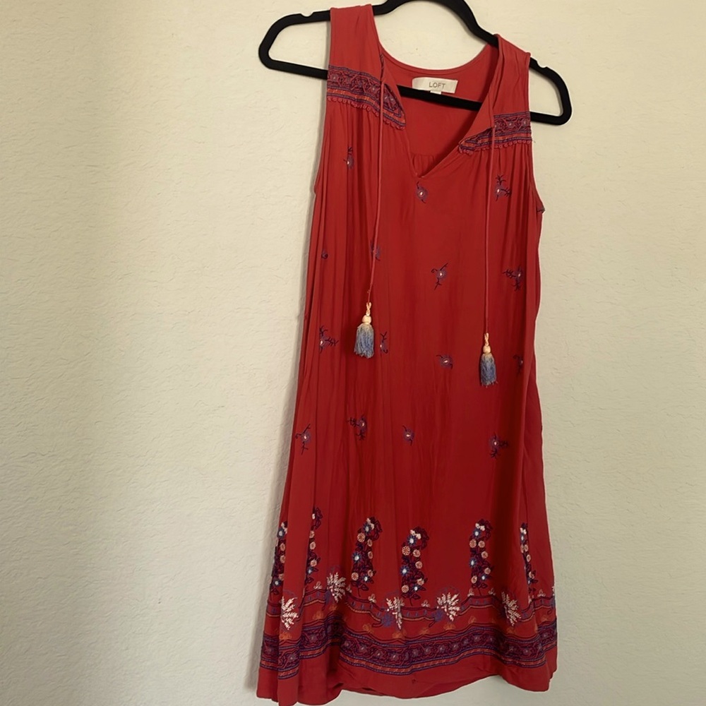 Loft Casual embroidered dress size small